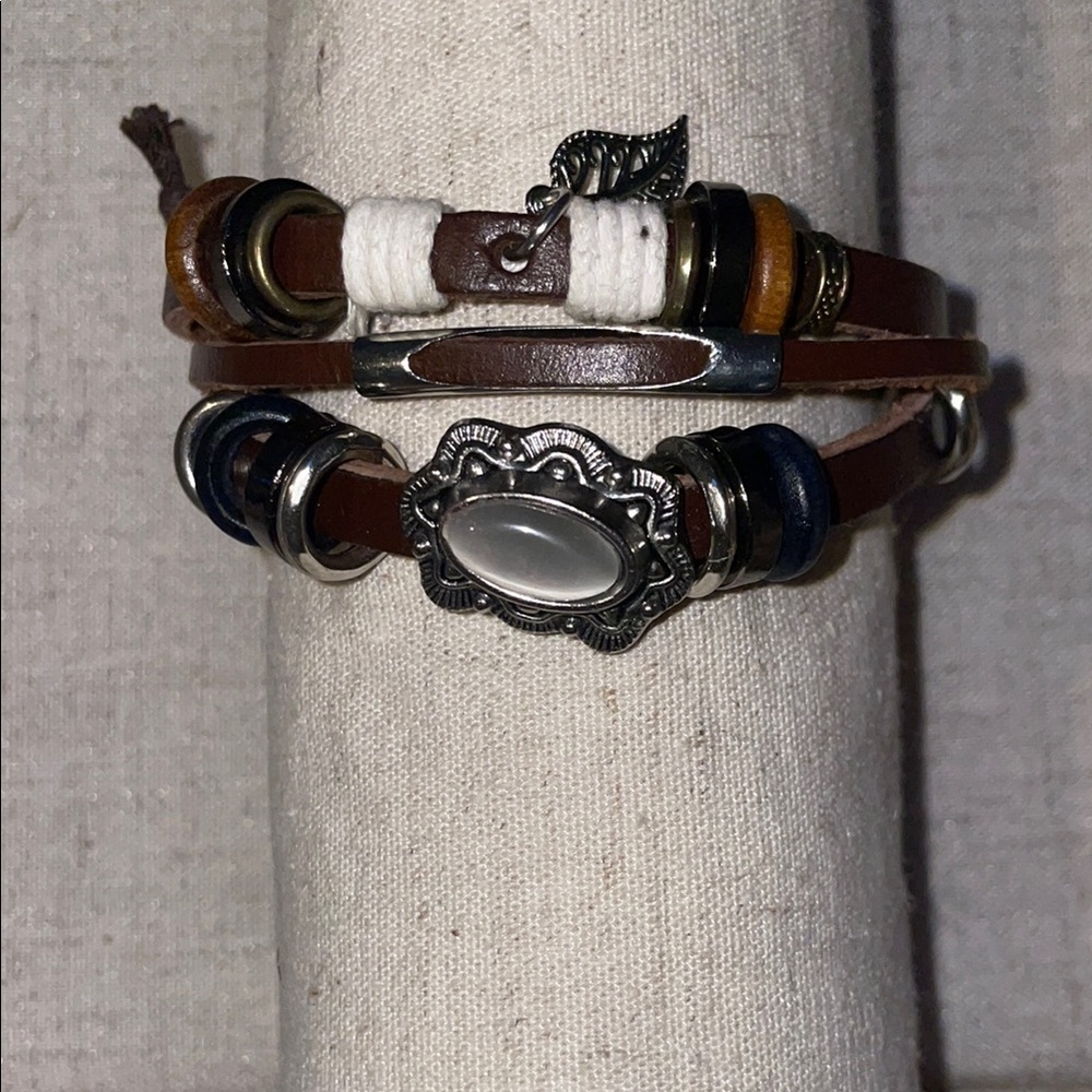 Brown and Silver Multi-Layer Bracelet